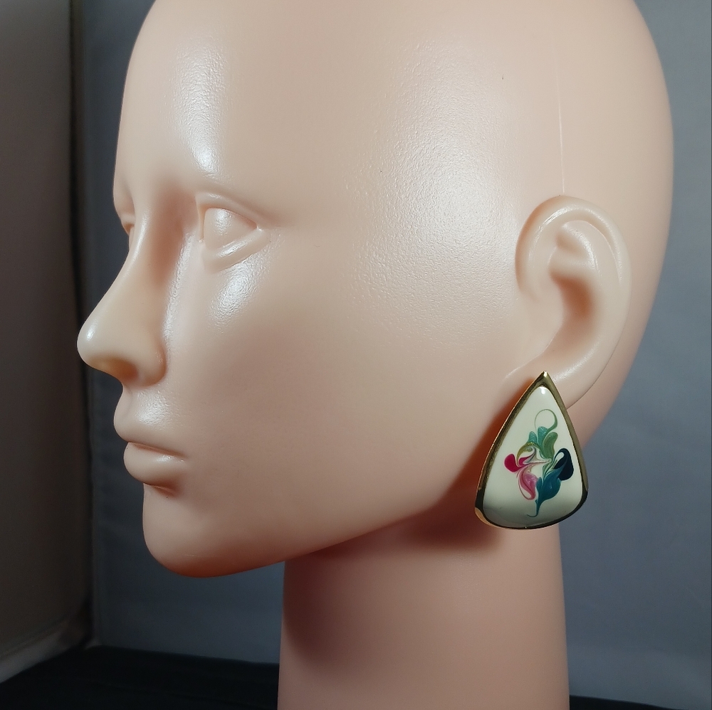 Vintage Enamel Stefano International Large Y2K Earrings